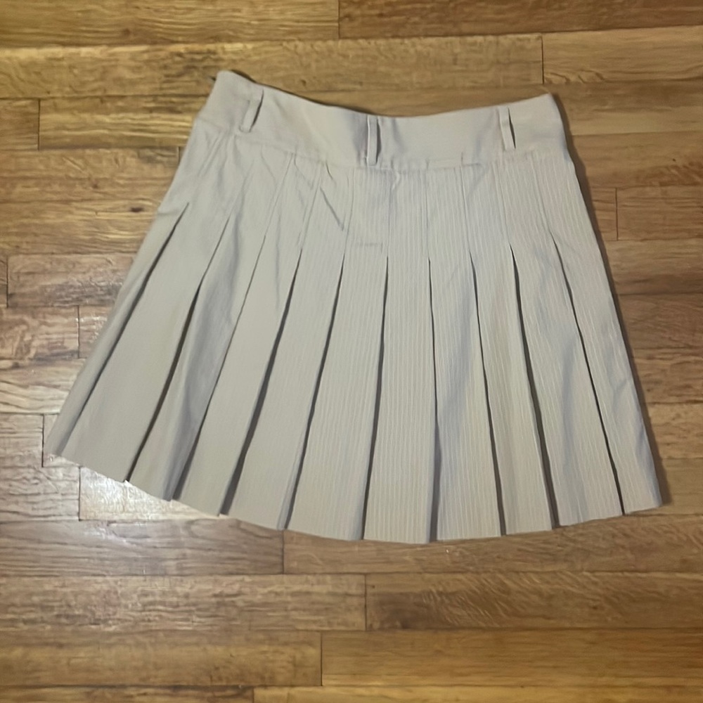 J. Crew Khaki Pinstripe Pleated Mini Skirt